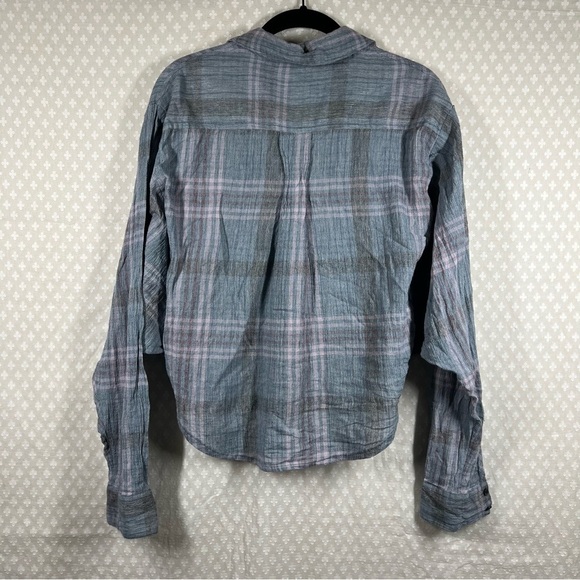 Free People Blue Cutie Plaid Button Down Top - Picture 4 of 6